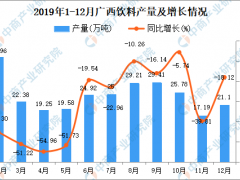 2019年广西饮料产量为280.07万吨 同比下降32.21%